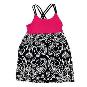 Y2K Metal Mulisha Girls Pink Bodice, Black & White Paisley Cute Dress Tunic Sz 4